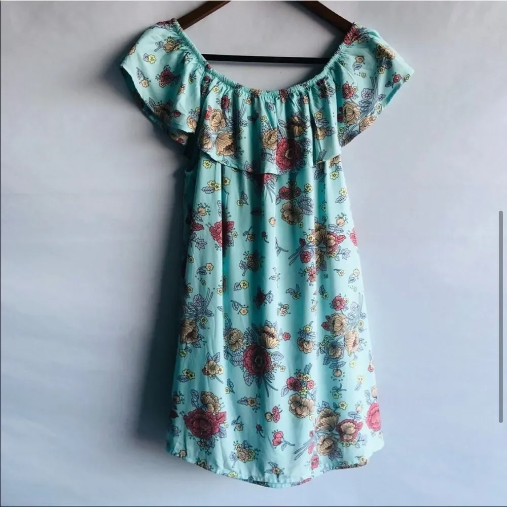 Gap Floral Aqua Blue Dress